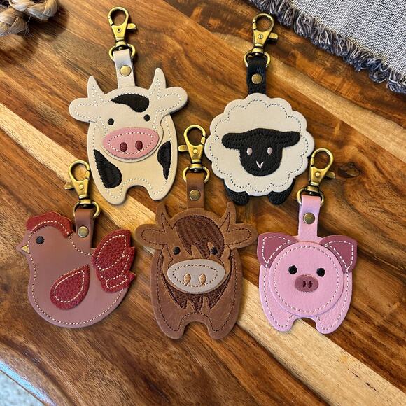 Portland Leather Farm Animal Purse Charms Set of 5 NEW FAST SHIP - Picture 3 of 6